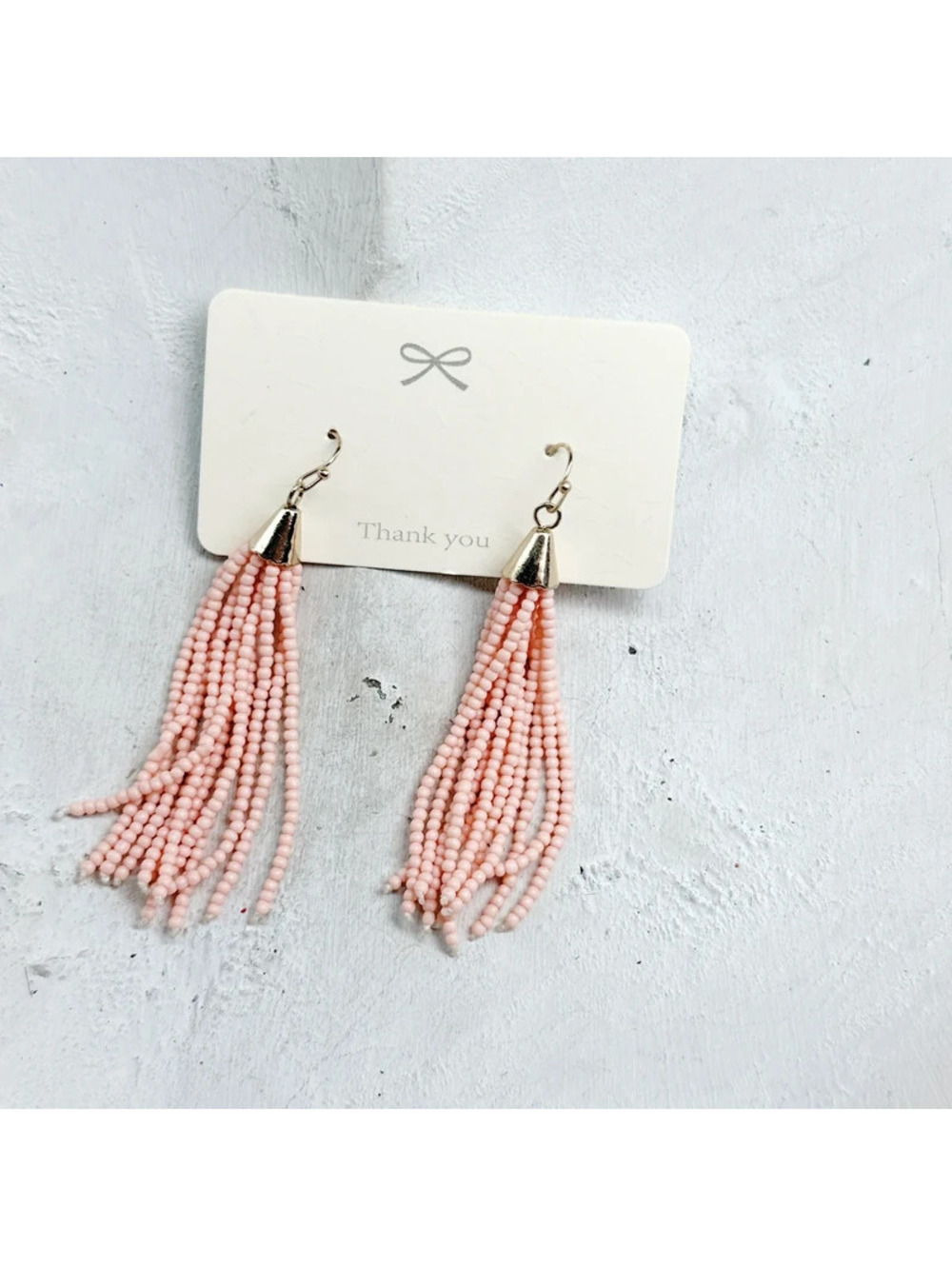 1001mc. Peach Glass Fringe Earrings